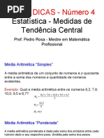 Dica ENEM 4 - Estatística Medidas de Tendência Central