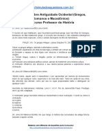 Simulado Concurso Professor de História - Assunto: Antiguidade Ocidental (Gregos, Romanos e Macedônios)