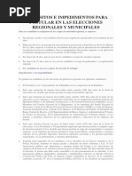 Requisitos e Impedimentos para Postular en Las Elecciones Regionales y Municipales