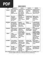 New Mess Menu PDF