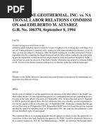 Philippine Geothermal, Inc. vs. Na Tional Labor Relations Commissi On and Edilberto M. Alvarez G.R. No. 106370, September 8, 1994