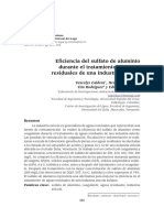 Eficiencia Del Sulfato de Aluminio Durante El Tratamiento de Aguas Residuales de Una Industria Avícola