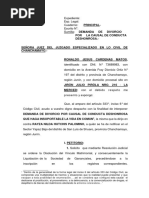 Demanada de Divorcio Por Causal de Conductas Deshonrosas