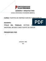 Sistema de Digestión Anaerobia y Biogás Como Fuente de Energía