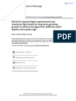 Minimum Spectral Light Requirements and Maximum Light Levels For Long Term Germling Growth of Several Red Algae From Different Water Depths and A