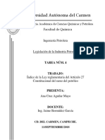 Índice de La Ley Reglamentaria Del Artículo 27 Constitucional en El Ramo Del Petróleo