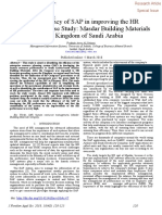 The Efficiency of SAP in Improving The HR Performance Case Study: Masdar Building Materials in The Kingdom of Saudi Arabia