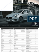 Opel Corsa Sport Spec Sheets