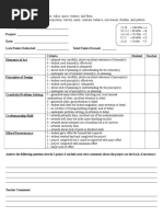 Art Grading Rubric Middle and Highschool