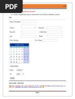 A) Create A Registration Form To Demonstrate Use of Various Validation Controls