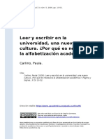 Carlino, Paula (2009) - Leer y Escribir en La Universidad, Una Nueva Cultura. Por Que Es Necesaria La Alfabetizacion Academicao