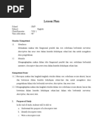 Lesson Plan Descriptive For Junior High School