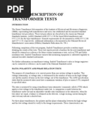 A Basic Description of Transformer Tests