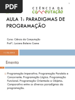 Aula 1 - Paradigmas de Programação PDF