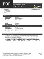 Graduate Management Admission Test Official Score Report - Test Taker