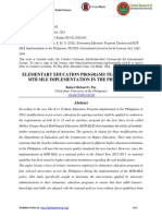 Elementary Education Programs Teachers and MTB Mle Implementation in The Philippines