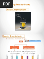 Reações Químicas - 8ºano. Reações de Precipitação