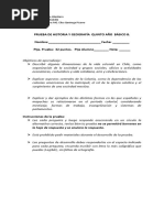 Evaluación Quintos Años Básicos: La Colonia en América y Chile