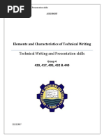 Elements and Chractristics of Technical Writing