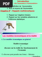 Econometrie Chapitre 0, 1 Et 2