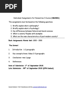 Individual Assignments For Humanities I Course (HM4001) : Each Assignments Words Limit: 1000 - 1500