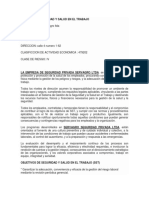 Politica de Seguridad y Salud en El Trabajo