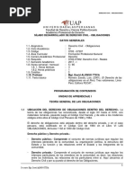 Silabo Desarrollado de Derecho Civil IV Obligaciones - Uap - 2017-1 - I Unidad-1