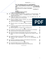 Gujarat Technological University: Subject Code: 2710807 Date:16/05/2015 Advanced Materials Processing Technologies