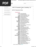 SAP CO Transaction Codes