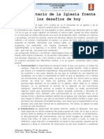 El Magisterio de La Iglesia Frente A Los Desafíos de Hoy