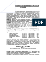 Minuta de Constitución de Sociedad Anónima Cerrada