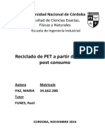 PAZ, MARIA - PI Reciclado de PET A Partir de Botellas Post Consumo