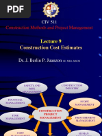 Lecture 9 - Construction Cost Estimates