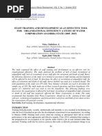 Staff Training and Development As An Effective Tool For Organisational Efficiency A Study of Water Corporation Anambra State (2005-2015)