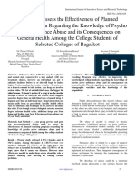 A Study To Assess The Effectiveness of Planned Teaching Program Regarding The Knowledge of Psycho Active Substance Abuse and Its Consequences On General Health Among The College ST