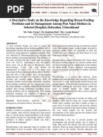 A Descriptive Study On The Knowledge Regarding Breast-Feeding Problems and Its Management Among Post Natal Mothers in Selected Hospital, Dehradun, Uttarakhand