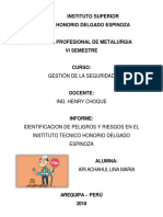 Identificacion de Peligros y Riesgos en El Instituto Tecnico Honorio Delgado Espinoza