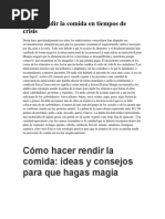 Cómo Rendir La Comida en Tiempos de Crisis