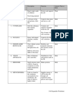 Cell Organelles Worksheet