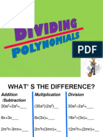 Dividing Polynomials, Long Division, Synthetic Division 2017-2018