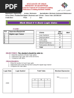 Work Sheet 1 Basic Logic Gates