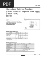 High-Voltage Switching Transistor (Camera Strobes and Telephone, Power Supply) ( 400V, 0.1A)