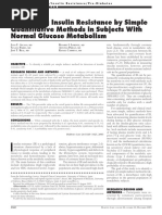 Diagnosing Insulin Resistance by Simple Quantitative Methods in Subjects With Normal Glucose Metabolism