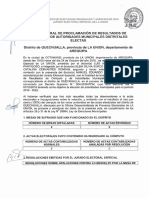 Acta General de Proclamación de Resultados de Cómputo y de Autoridades Municipales Distritales Electas Del Distrito de Quechualla, Provincia de La Unión, Departamento de Arequipa 2018