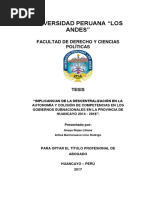 Tesis - Implicancias de La Descentralización en La Autonomía y Colisión de Competencias en Los Go PDF