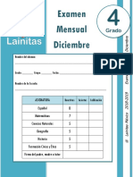 Diciembre - 4to Grado - Examen Mensual (2018-2019)