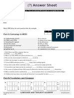 Answer Sheet (?) : Part A: Listening (A SETI)