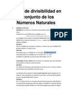 Teoría de Divisibilidad en El Conjunto de Los Números Naturales