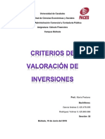 Criterios de Valoración de Inversiones