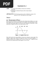 Experiment No. 2 AIM:: A) To Measure Phase Difference Between Two Waveforms